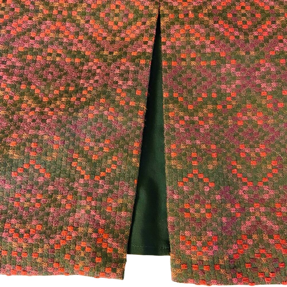 Halogen Knee-Length Purple Geometric Front-Split Skirt, Sz 12 - Picture 3 of 6
